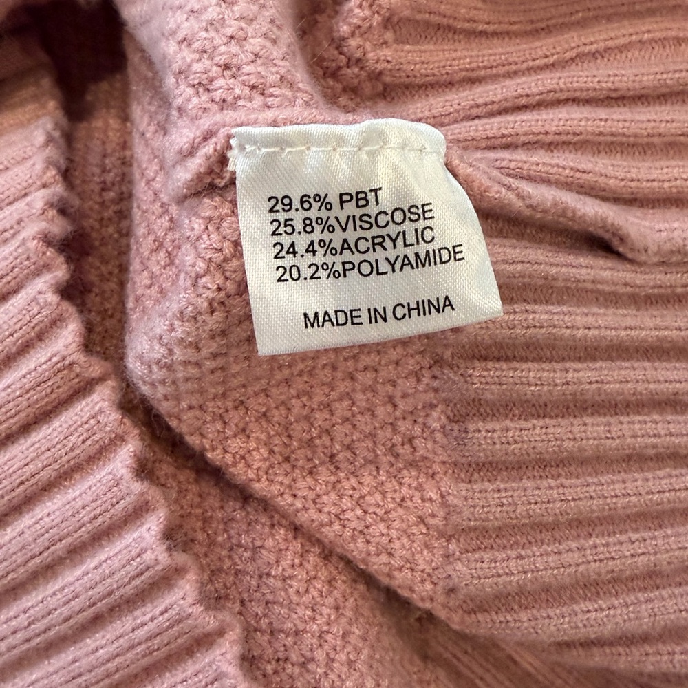 Merokeety Blush Pink Exposed Hem Sleeve Ribbed Stretchy Button-Up Cardigan Large - Picture 14 of 15